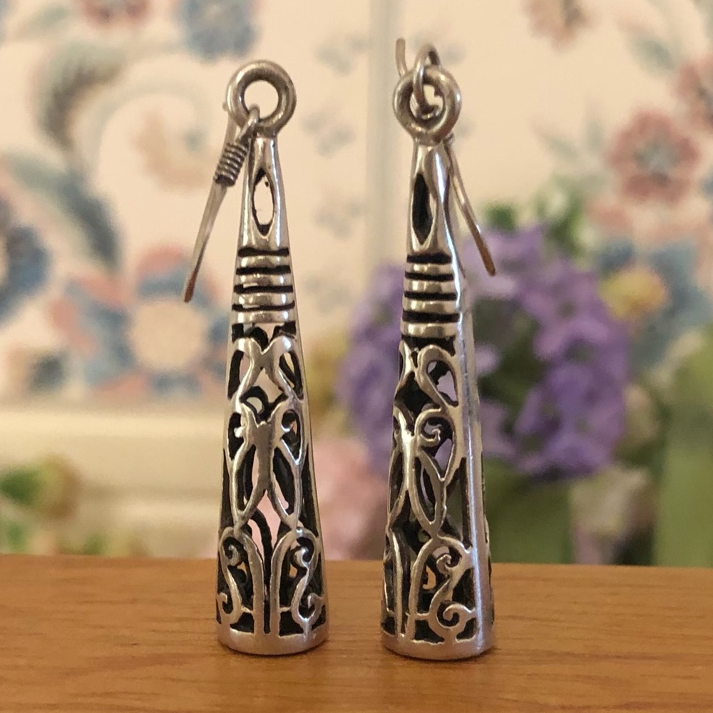 Vintage Silpada Sterling Silver Cone Filigree Earrings W1159 - Picture 10 of 12